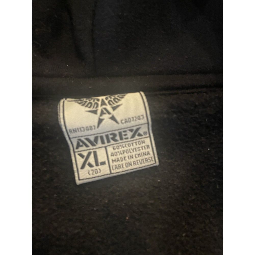 Avirex Hoodie Mens  Black Embroidered‎ Winged Skull Full Zip Streetwear XL Y2k - Picture 7 of 8